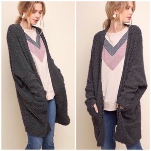 ❄️LAST2️⃣//CHARCOAL GRAY POPCORN SWEATER CARDIGAN